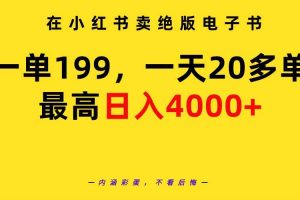 （9401期）在小红书卖绝版电子书，一单199 一天最多搞20多单，最高日入4000+教程+资料