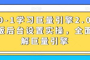 从0-1学习巨量引擎2.0升级版后台设置实操，全面了解巨量引擎