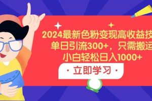 （9480期）2024最新色粉变现高收益技术，单日引流300+，只需搬运，小白轻松日入1000+