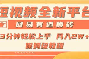 （9520期）全新短视频平台，网易有道搬砖，月入1W+，平台处于发展初期，正是入场最…