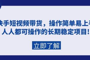 （9563期）快手短视频带货，操作简单易上手，人人都可操作的长期稳定项目!