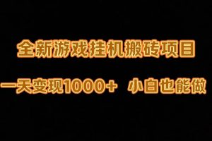 （9580期）最新游戏全自动挂机打金搬砖，一天变现1000+，小白也能轻松上手。