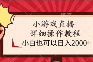 （9640期）小游戏直播详细操作教程，小白也可以日入2000+