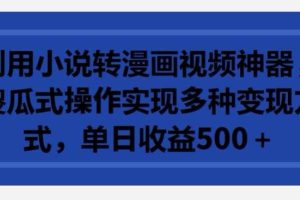 利用小说转漫画视频神器，傻瓜式操作实现多种变现方式，单日收益500+【揭秘】