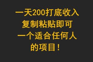 一天200打底收入，复制粘贴即可，一个适合任何人的项目！