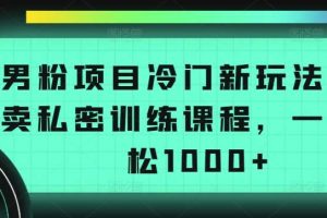 男粉项目冷门新玩法，售卖私密训练课程，一天轻松1000+【揭秘】