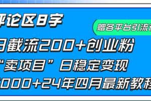 （9851期）评论区8字日载流200+创业粉  日稳定变现5000+24年四月最新教程！