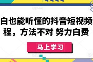 小白也能听懂的抖音短视频课程，方法不对 努力白费