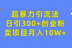 （9954期）超暴力引流法，日引300+创业粉，卖项目月入10W+