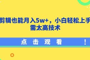 影视剪辑也能月入5w+，小白轻松上手，无需太高技术【揭秘】