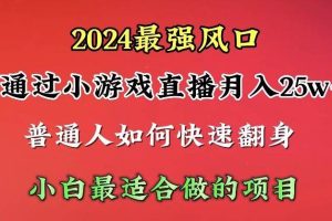 （10020期）2024年最强风口，通过小游戏直播月入25w+单日收益5000+小白最适合做的项目