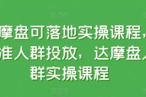 达摩盘可落地实操课程，精准人群投放，达摩盘人群实操课程