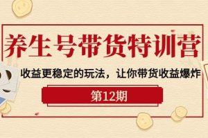 （10110期）养生号带货特训营【12期】收益更稳定的玩法，让你带货收益爆炸-9节直播课