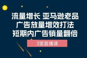 （10112期）流量增长 亚马逊老品广告放量增效打法，短期内广告销量翻倍（3堂直播课）