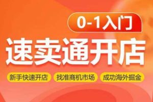 速卖通开店0-1入门，新手快速开店 找准商机市场 成功海外掘金