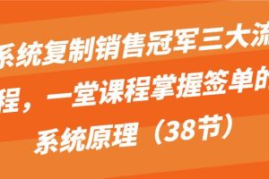 系统复制销售冠军三大流程，一堂课程掌握签单的系统原理（38节）