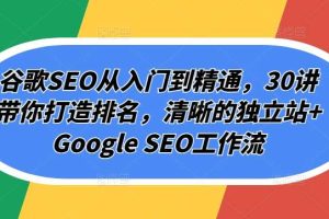 谷歌SEO从入门到精通，30讲带你打造排名，清晰的独立站+Google SEO工作流