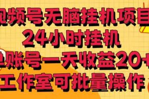 视频号无脑挂机项目，24小时挂机，单账号一天收益20＋，工作室可批量操作