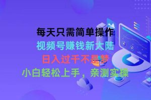 （10290期）每天只需简单操作，视频号赚钱新大陆，日入过千不是梦，小白轻松上手，…