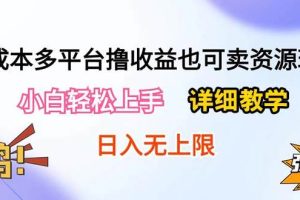 （10293期）0成本多平台撸收益也可卖资源玩法，小白轻松上手。详细教学日入500+附资源