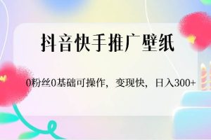 抖音快手推广壁纸，0粉丝0基础可操作，变现快，日入300+