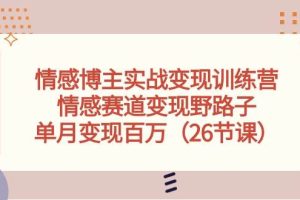 （10448期）情感博主实战变现训练营，情感赛道变现野路子，单月变现百万（26节课）