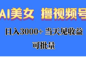 （10471期）AI美女 撸视频号分成，当天见收益，日入3000+，可批量！！！