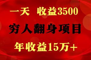 1天收益3500，一个月收益10万+ ,  穷人翻身项目!