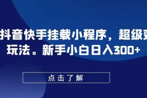 0粉抖音快手挂载小程序，超级变脸玩法，新手小白日入300+【揭秘】