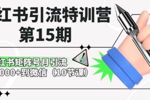 （10537期）小红书引流特训营-第15期，小红书矩阵号月引流80000+到微信（10节课）