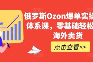 俄罗斯Ozon爆单实操全阶体系课，零基础轻松开启海外卖货