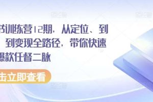 小红书训练营12期，从定位、到起号、到变现全路径，带你快速打通爆款任督二脉