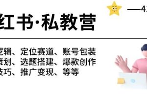 小红书私教营-底层逻辑/定位赛道/账号包装/涨粉变现/月变现10w+等等（42节）