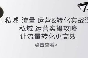 私域流量运营&转化实操课：私域运营实操攻略，让流量转化更高效