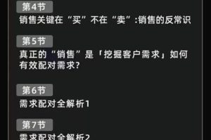 （10799期）从小新手到销冠 三合一速成：销售3法+非暴力关单法+销售系统挖需课 (27节)