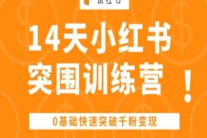 14天小红书突围训练营 ，0基础快速突破千粉变现