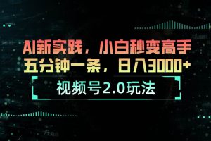 （10888期）视频号2.0玩法 AI新实践，小白秒变高手五分钟一条，日入3000+