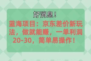 （10989期）越早知道越能赚到钱的蓝海项目：京东大平台操作，一单利润20-30，简单…