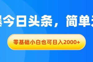 （11077期）拉爆今日头条，简单无脑，零基础小白也可日入2000+