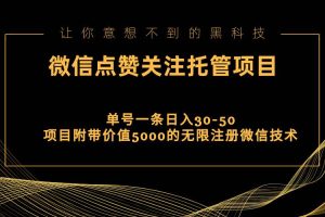 （11177期）视频号托管点赞关注，单微信30-50元，附带价值5000无限注册微信技术