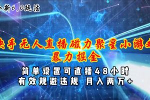 （11225期）全新6.0快手无人直播，磁力聚星小游戏暴力项目，简单设置，直播48小时…