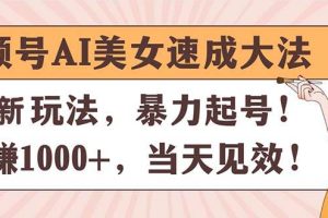 （11330期）视频号AI美女速成大法，暴力起号，日赚1000+，当天见效