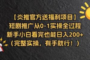 （11379期）【炎推官方送福利项目】短剧推广从0-1实操全过程，新手小白看完也能日…