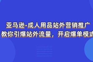 （11398期）亚马逊-成人用品 站外营销推广  教你引爆站外流量，开启爆单模式