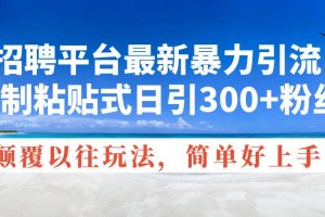 （11538期）招聘平台最新暴力引流，复制粘贴式日引300+粉丝，颠覆以往垃圾玩法，简…