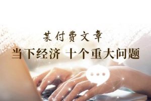 （11707期）某付费文章《当下经济 十个重大问题》覆盖了大家关心的全部经济类话题