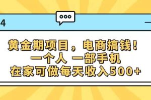 （11749期）黄金期项目，电商搞钱！一个人，一部手机，在家可做，每天收入500+