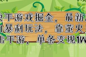 （11851期）快手游戏掘金，最新冷门暴利玩法，靠萤火突击手游，单条变现1W+