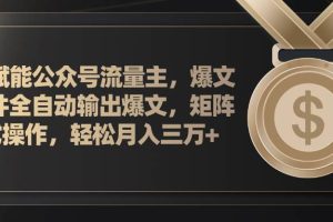 （11604期）AI赋能公众号流量主，插件输出爆文，矩阵式操作，轻松月入三万+