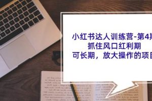 小红书达人训练营第4期：抓住风口红利期，可长期，放大操作的项目